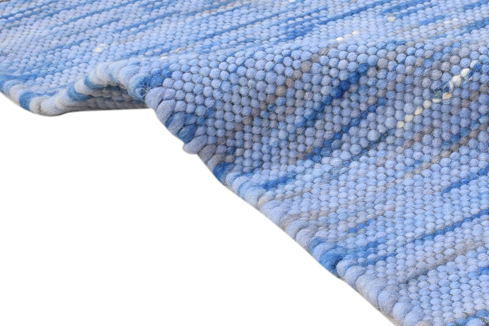 4' X 3' Rug Wool Blue Modern Hand Woven Scandinavian Abstract Room Size Carpet   7865071566997