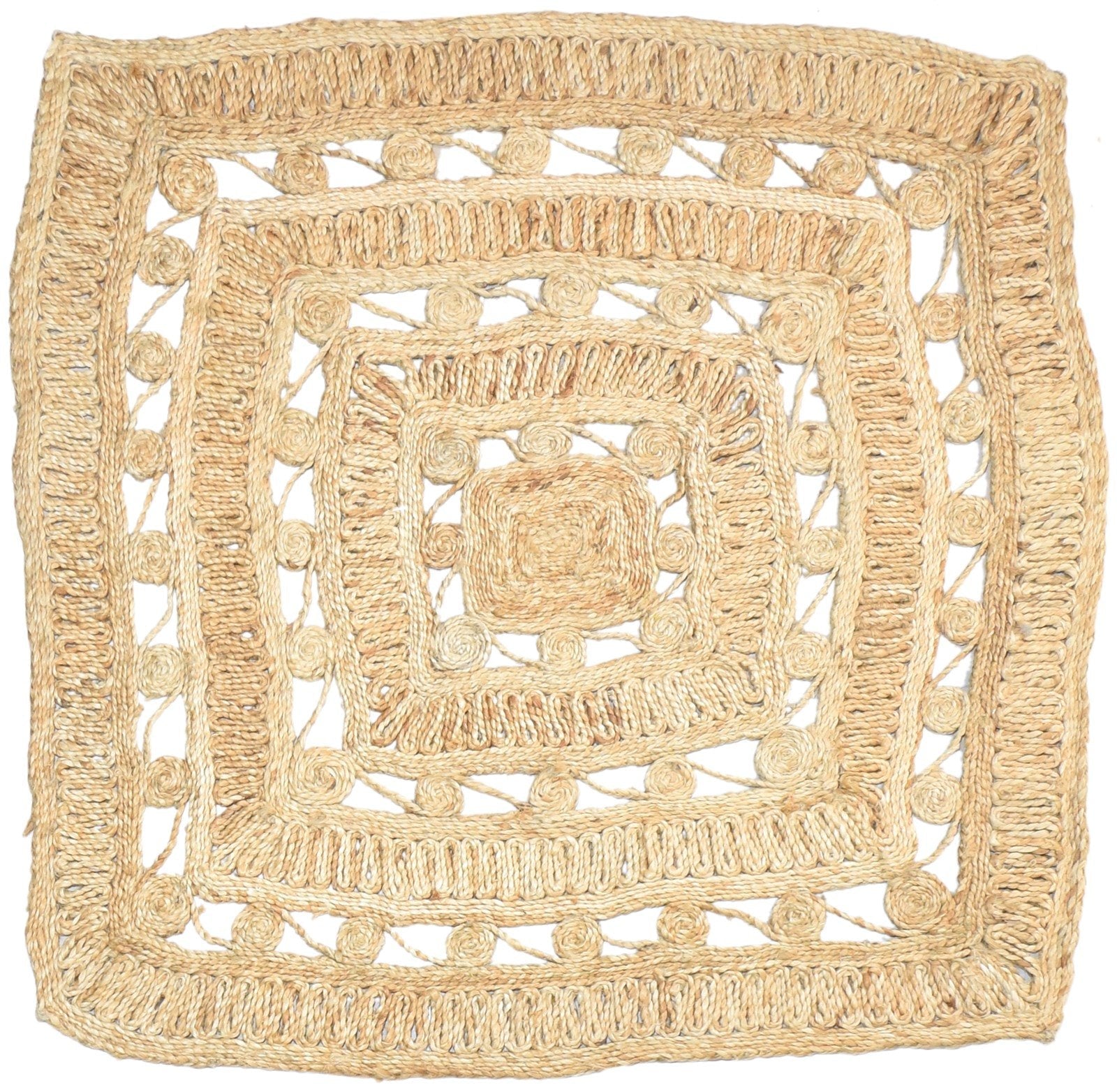 4' X 4' Rug Jute Beige Modern Hand Woven Scandinavian Solid Room Size Carpet   7864818466965