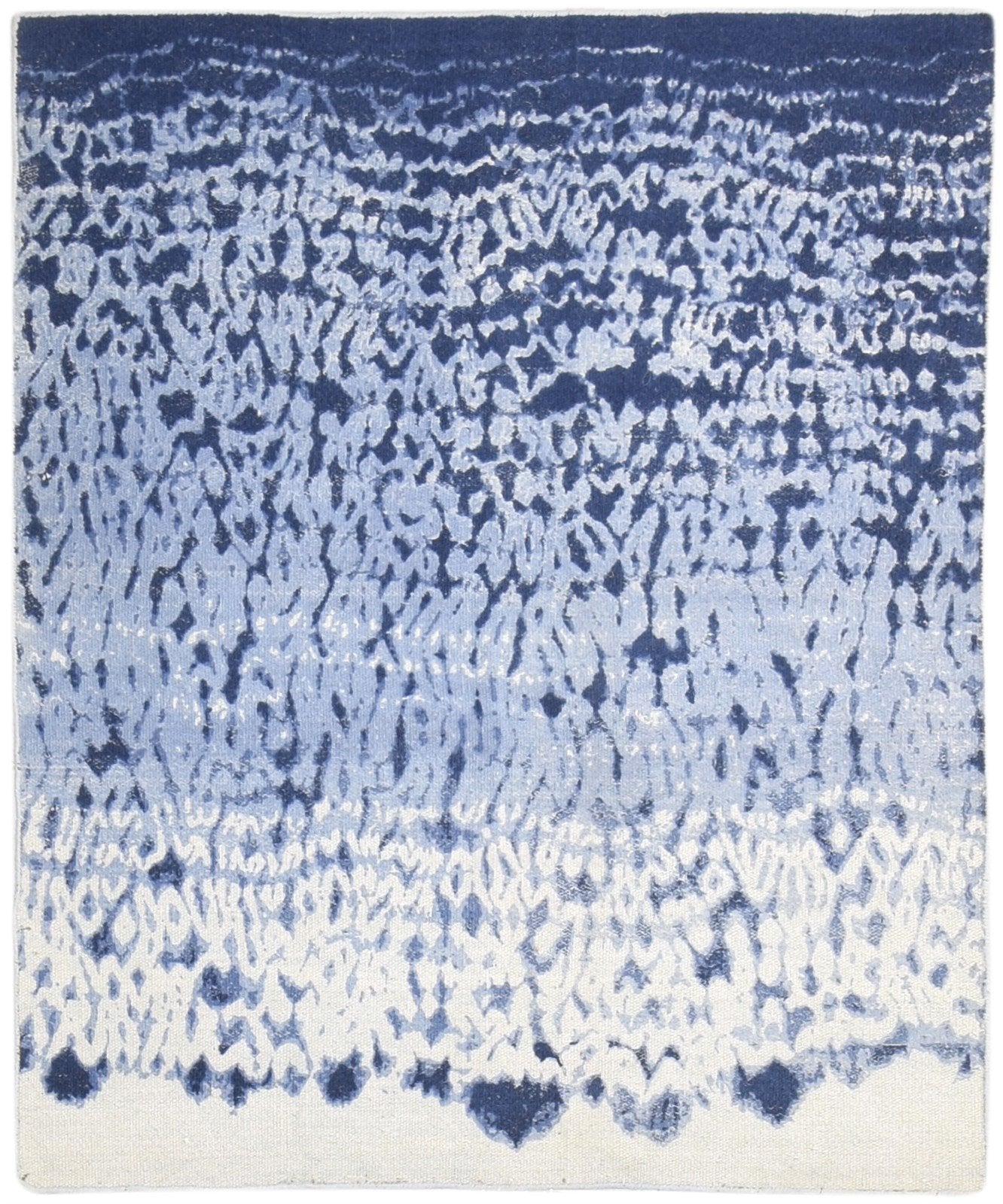 4' X 5' Rug Wool Blue Modern Dhurrie American Abstract Room Size Carpet   7864670355605