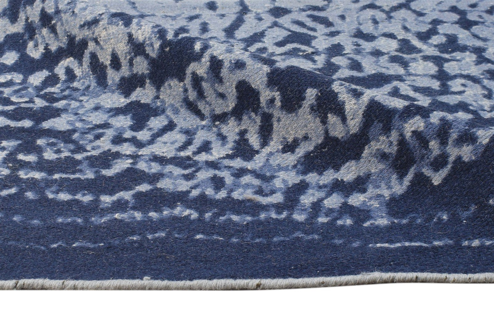 4' X 5' Rug Wool Blue Modern Dhurrie American Abstract Room Size Carpet   7864670355605