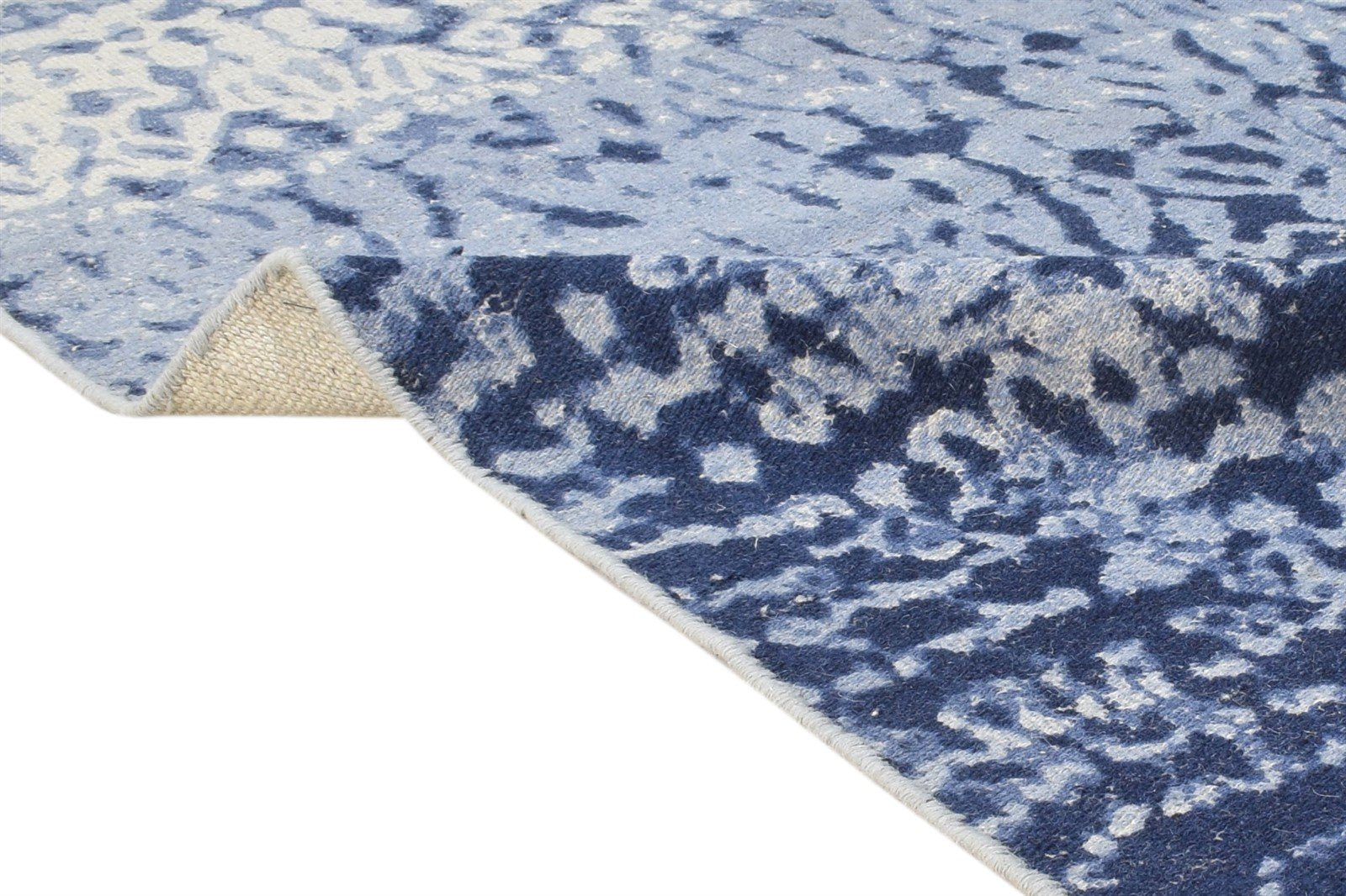 4' X 5' Rug Wool Blue Modern Dhurrie American Abstract Room Size Carpet   7864670355605