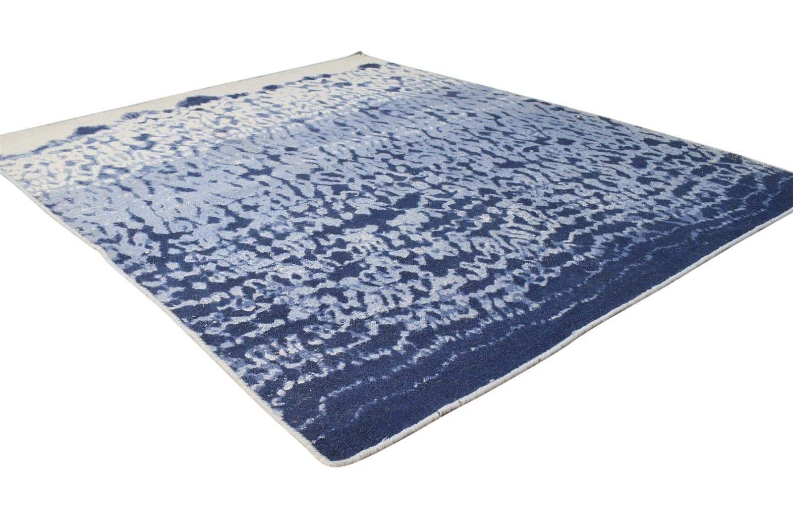 4' X 5' Rug Wool Blue Modern Dhurrie American Abstract Room Size Carpet   7864670355605