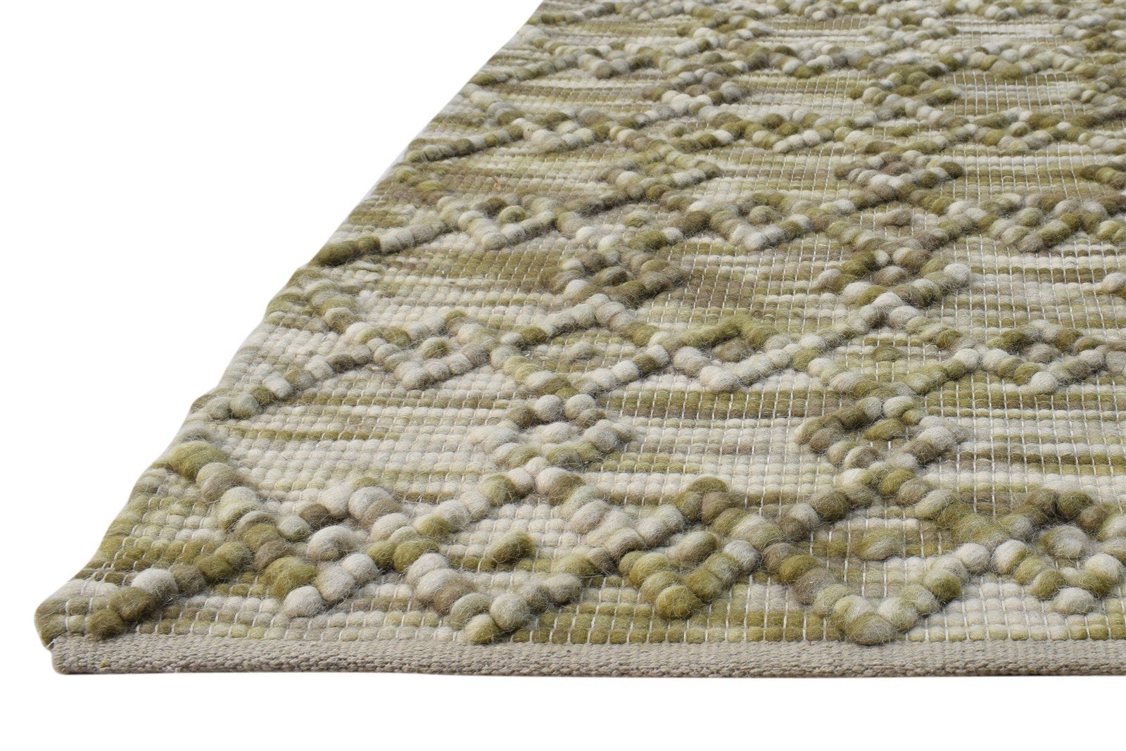 4' X 5' Rug Wool Green Modern Hand Woven Scandinavian Nordic Room Size Carpet   7865003606165