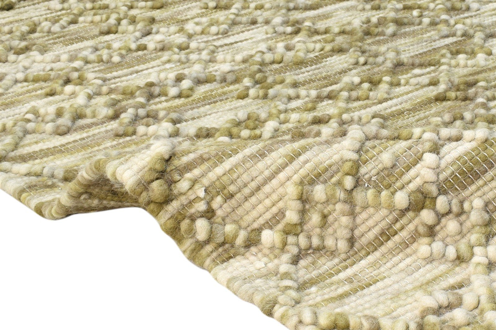 4' X 5' Rug Wool Green Modern Hand Woven Scandinavian Nordic Room Size Carpet   7865003606165