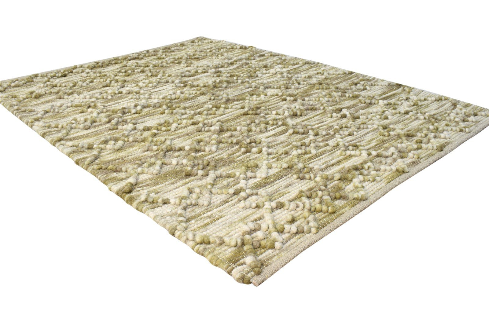 4' X 5' Rug Wool Green Modern Hand Woven Scandinavian Nordic Room Size Carpet   7865003606165
