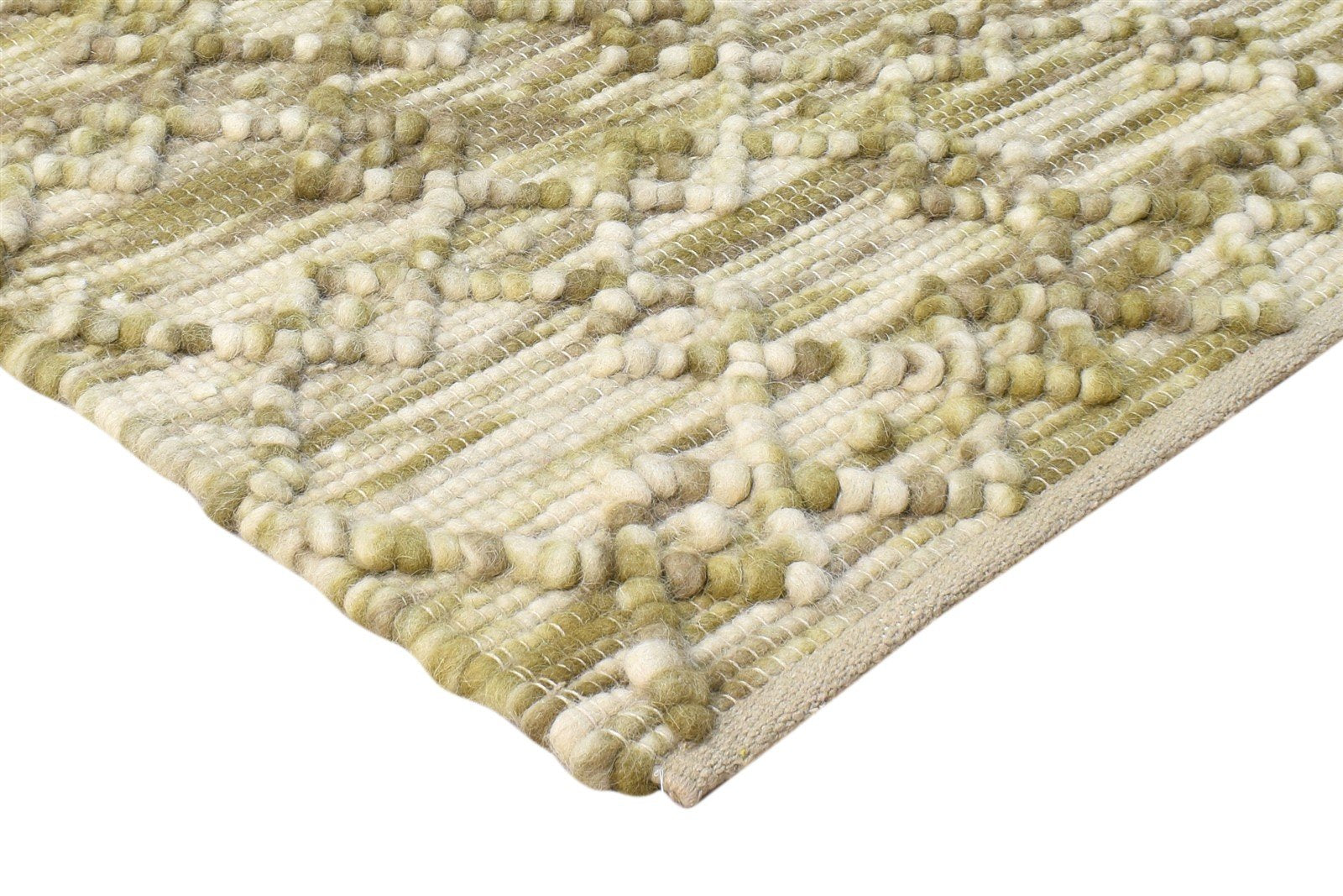 4' X 5' Rug Wool Green Modern Hand Woven Scandinavian Nordic Room Size Carpet   7865003606165