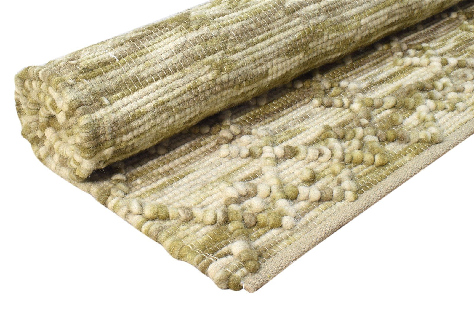 4' X 5' Rug Wool Green Modern Hand Woven Scandinavian Nordic Room Size Carpet   7865003606165