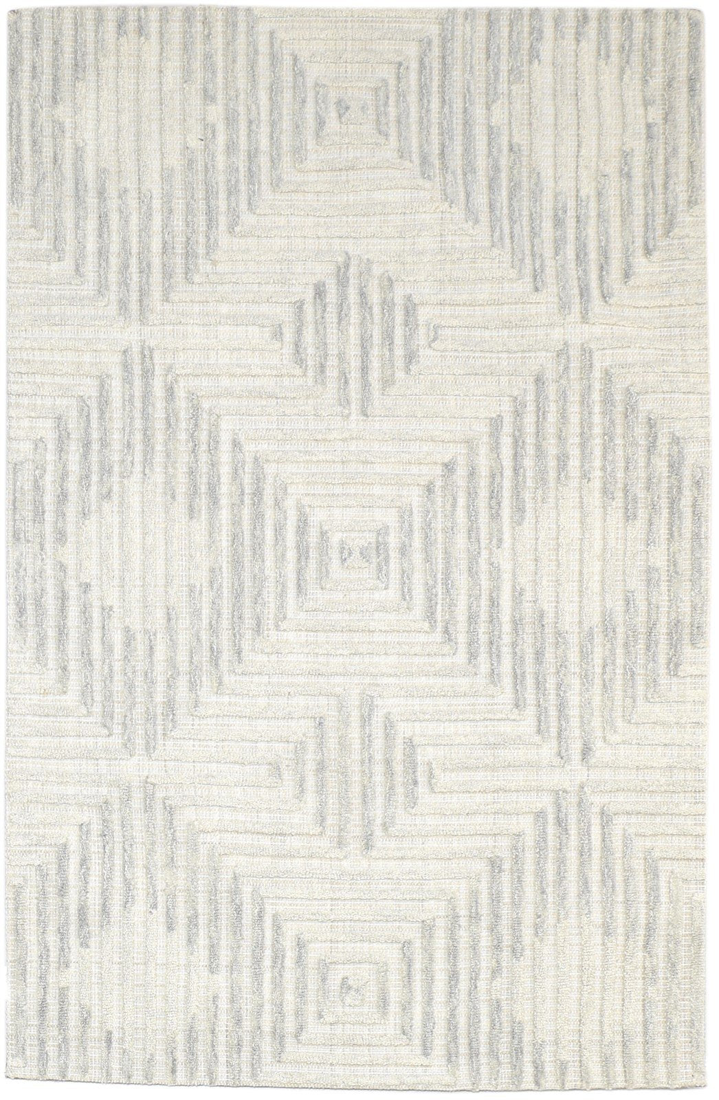 4' X 5' Rug Wool Grey Modern Hand Tufted Scandinavian Trellis Room Size Carpet   7864145969301