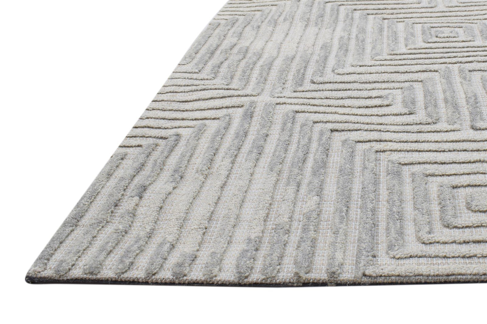 4' X 5' Rug Wool Grey Modern Hand Tufted Scandinavian Trellis Room Size Carpet   7864145969301