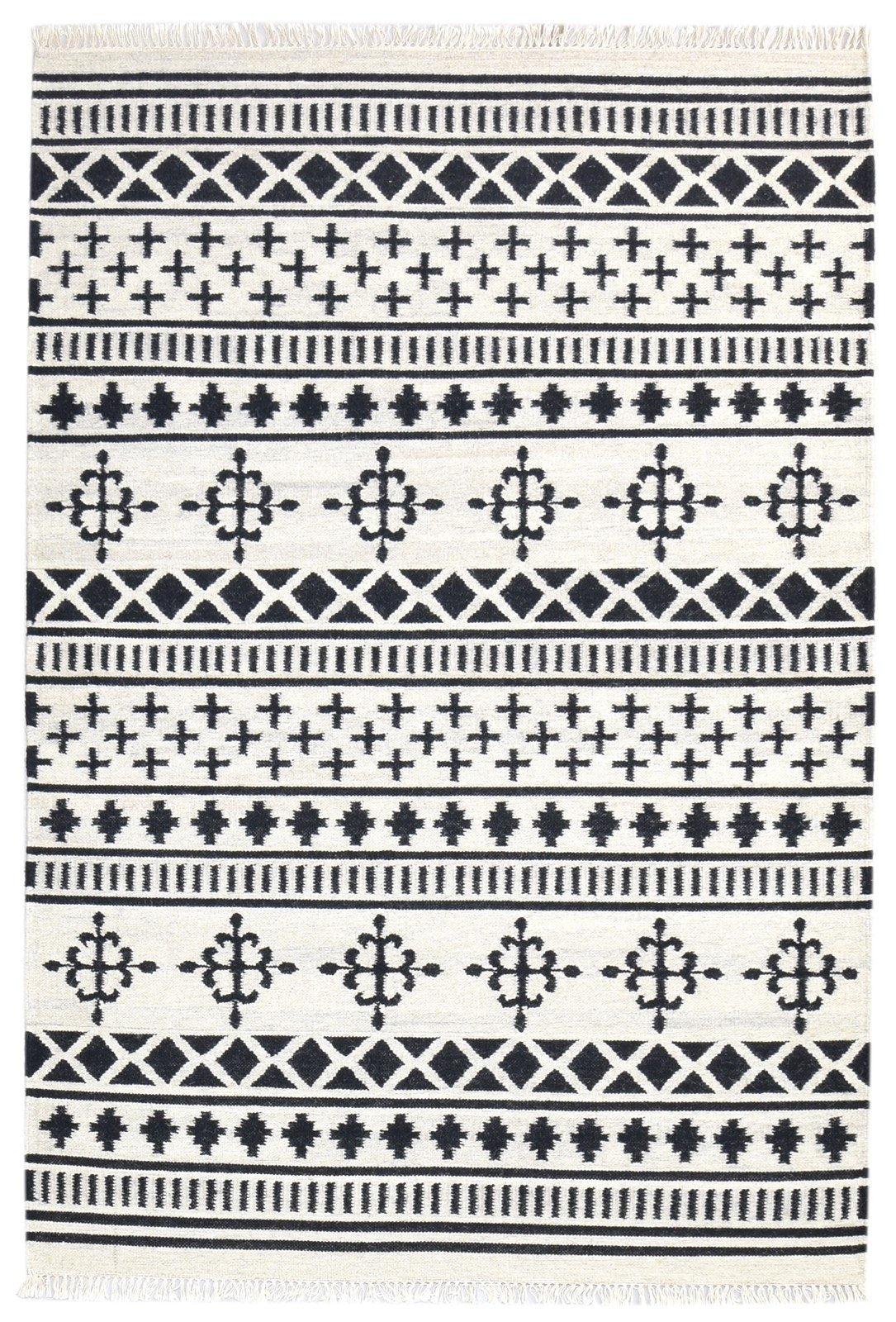 4' X 6' Rug Cotton Black Southwestern Dhurrie American Tribal Room Size Carpet   7865004621973