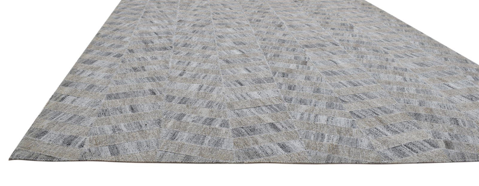 4' X 6' Rug Cotton Grey Modern Hand Woven French Chevron Room Size Carpet   7860685799573
