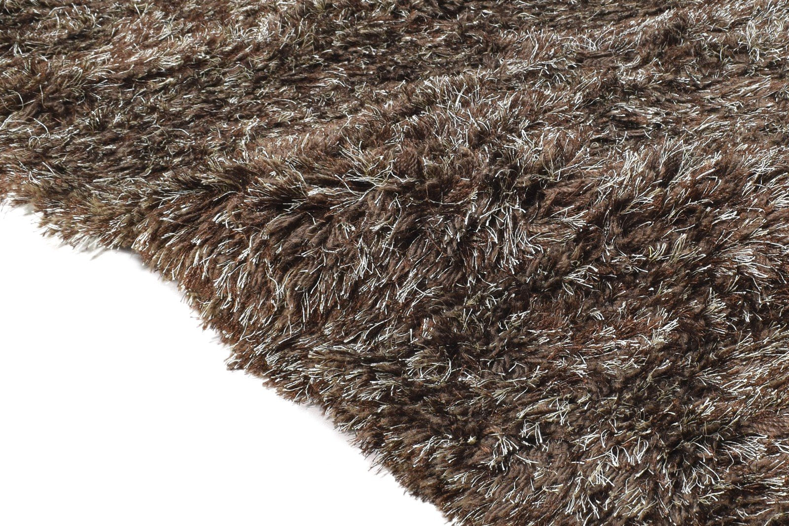 4' X 6' Rug Polyester Brown Shag Hand Woven Scandinavian Solid Room Size Carpet   7865109872789