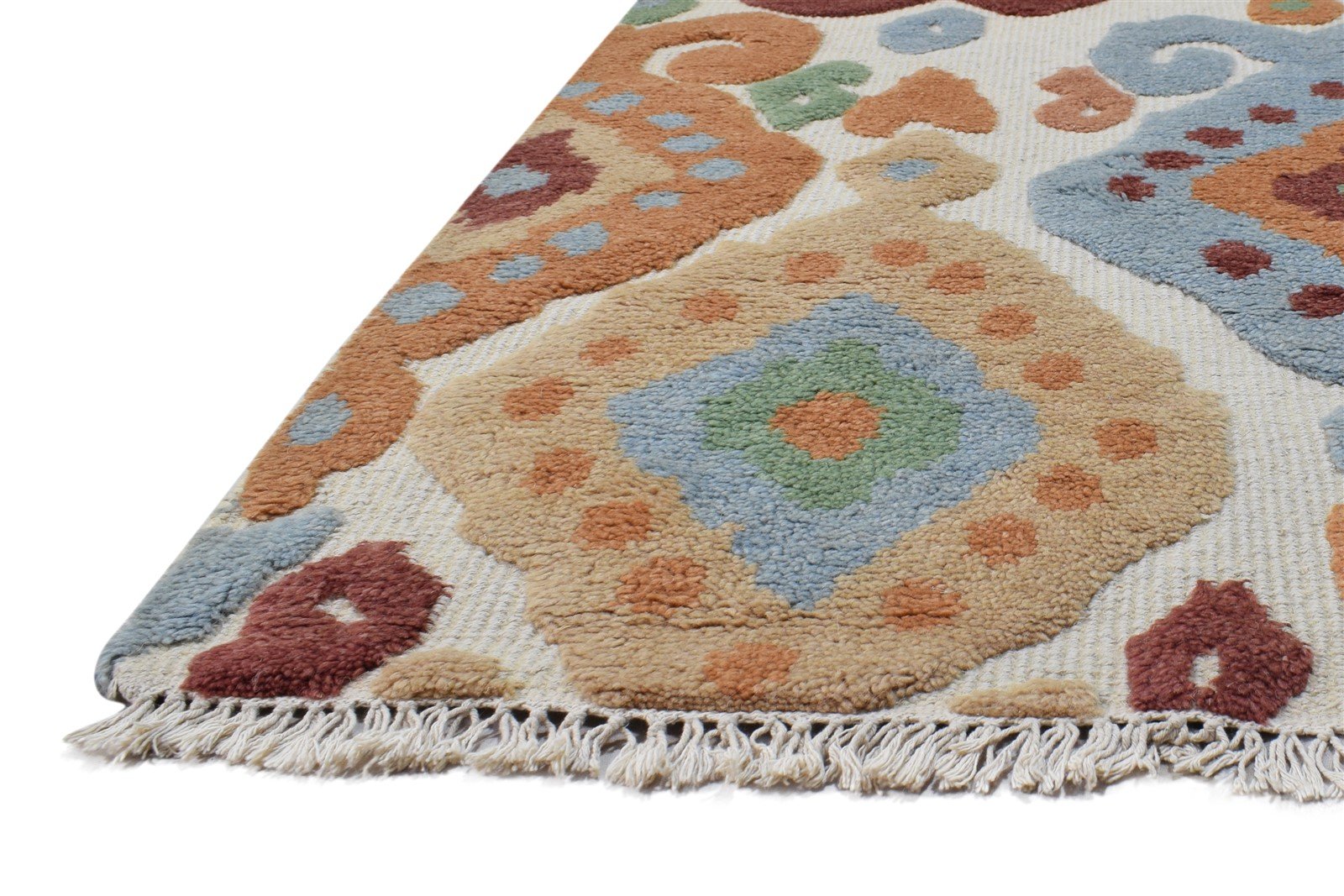 4' X 6' Rug Wool Beige Modern Hand Knotted European Ikat Room Size Carpet   7865003147413