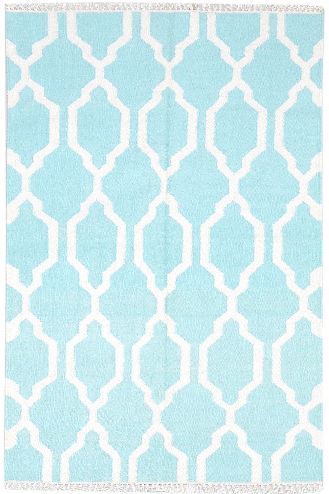 4' X 6' Rug Wool Blue Modern Dhurrie Moroccan Trellis Room Size Carpet   7864388452501