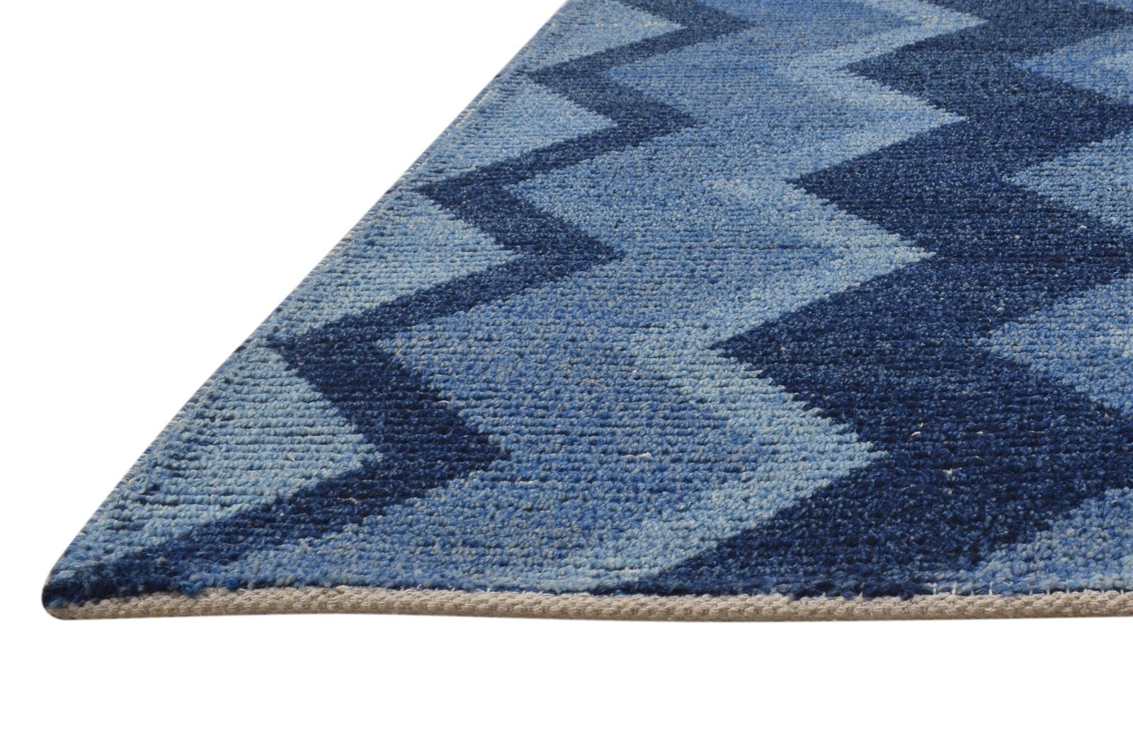 4' X 6' Rug Wool Blue Modern Hand Knotted Scandinavian Chevron Room Size Carpet   7864869912725