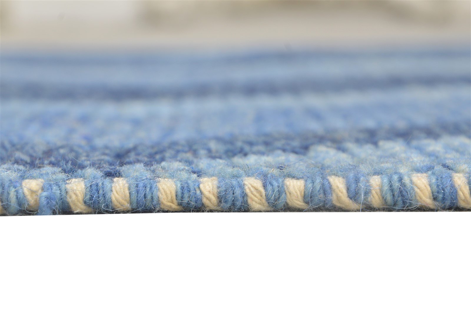 4' X 6' Rug Wool Blue Modern Hand Knotted Scandinavian Chevron Room Size Carpet   7864869912725