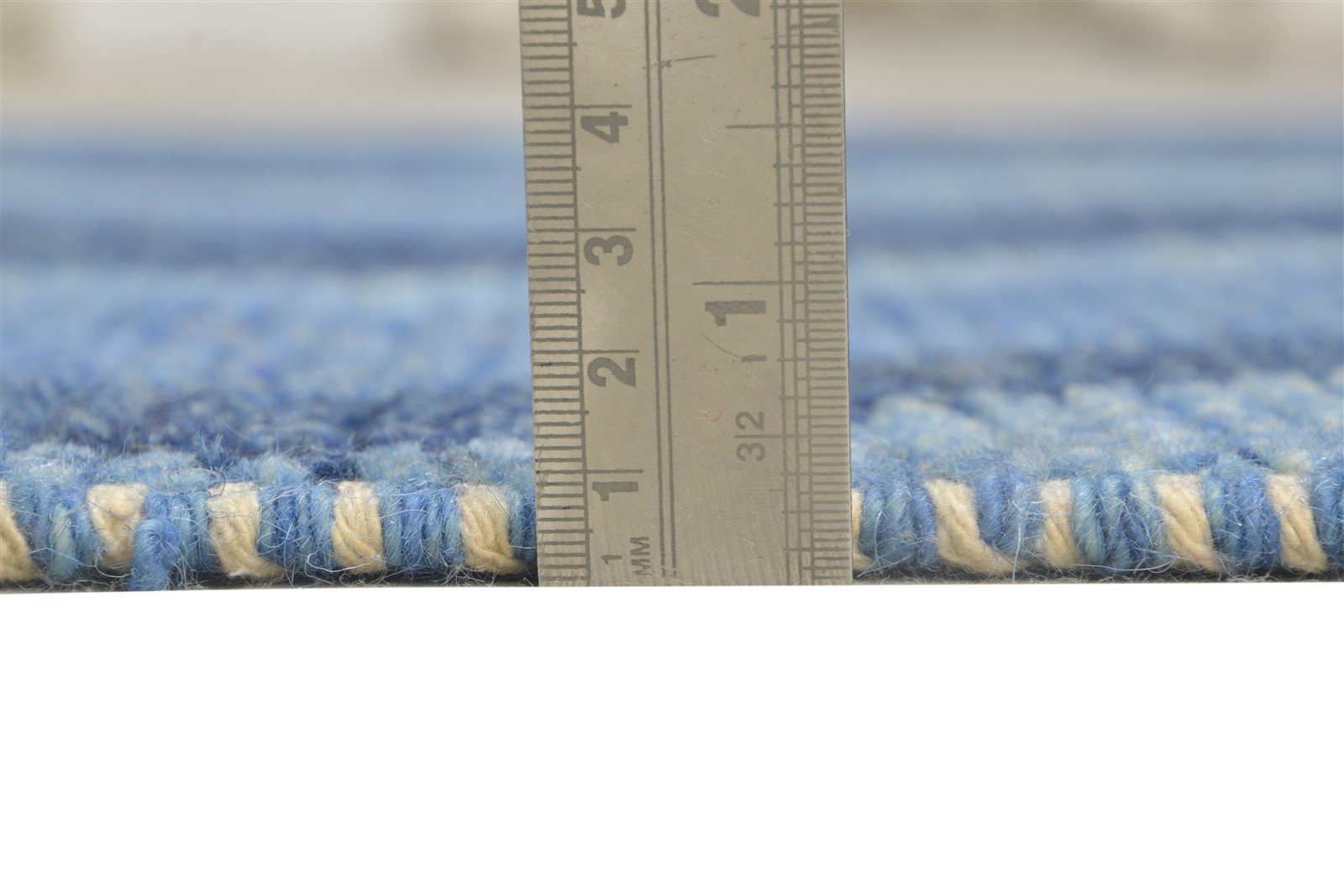 4' X 6' Rug Wool Blue Modern Hand Knotted Scandinavian Chevron Room Size Carpet   7864869912725