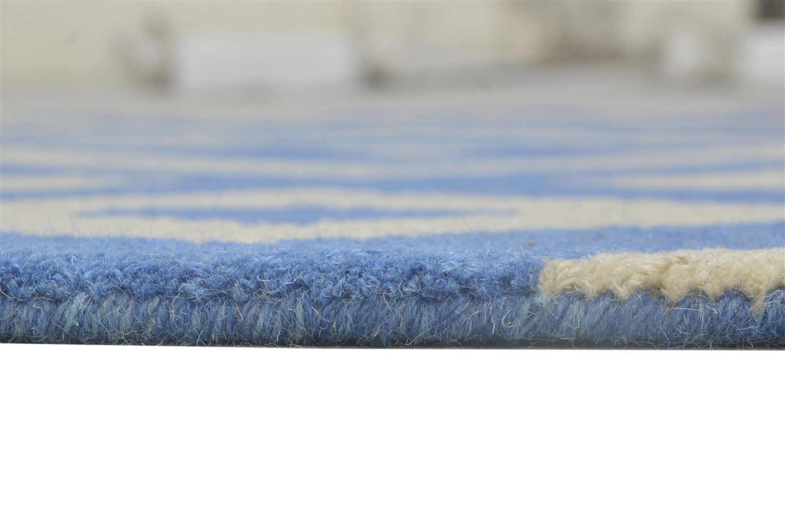 4' X 6' Rug Wool Blue Modern Hand Tufted Scandinavian Geometric Room Size Carpet   7864307548309