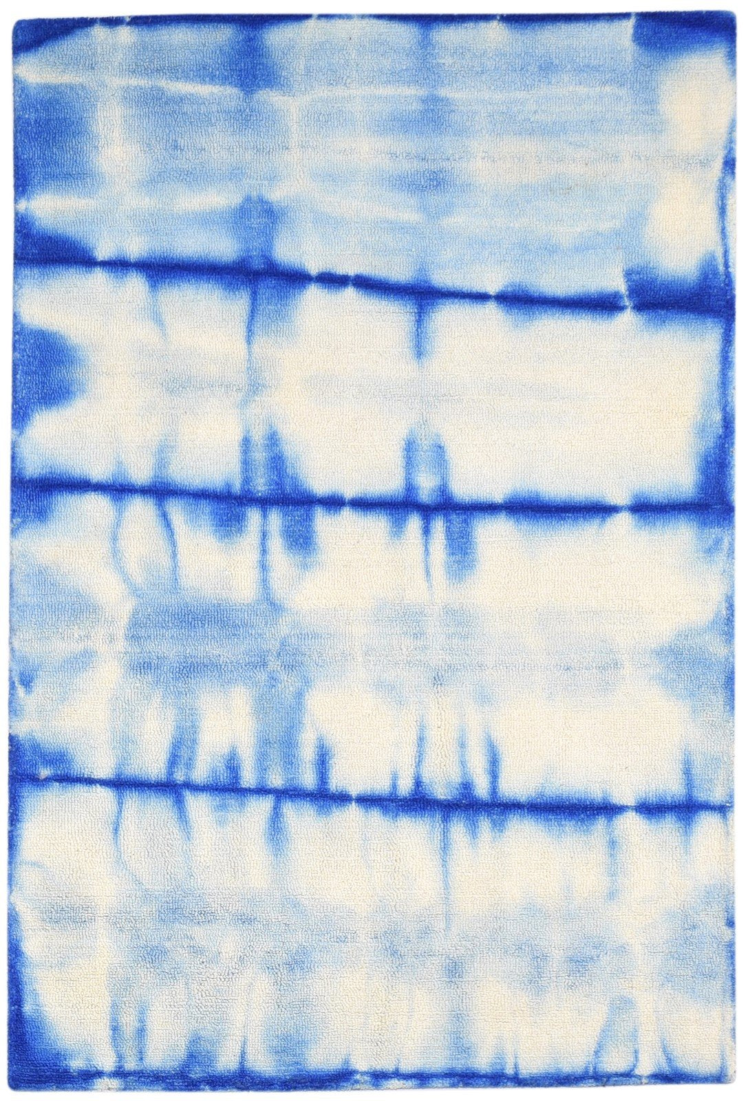 4' X 6' Rug Wool Blue Modern Hand Tufted Shibori Tie Dye Room Size Carpet   7864309186709