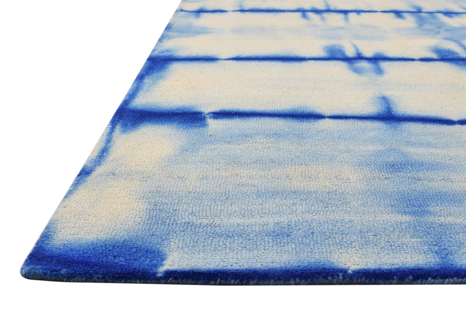 4' X 6' Rug Wool Blue Modern Hand Tufted Shibori Tie Dye Room Size Carpet   7864309186709