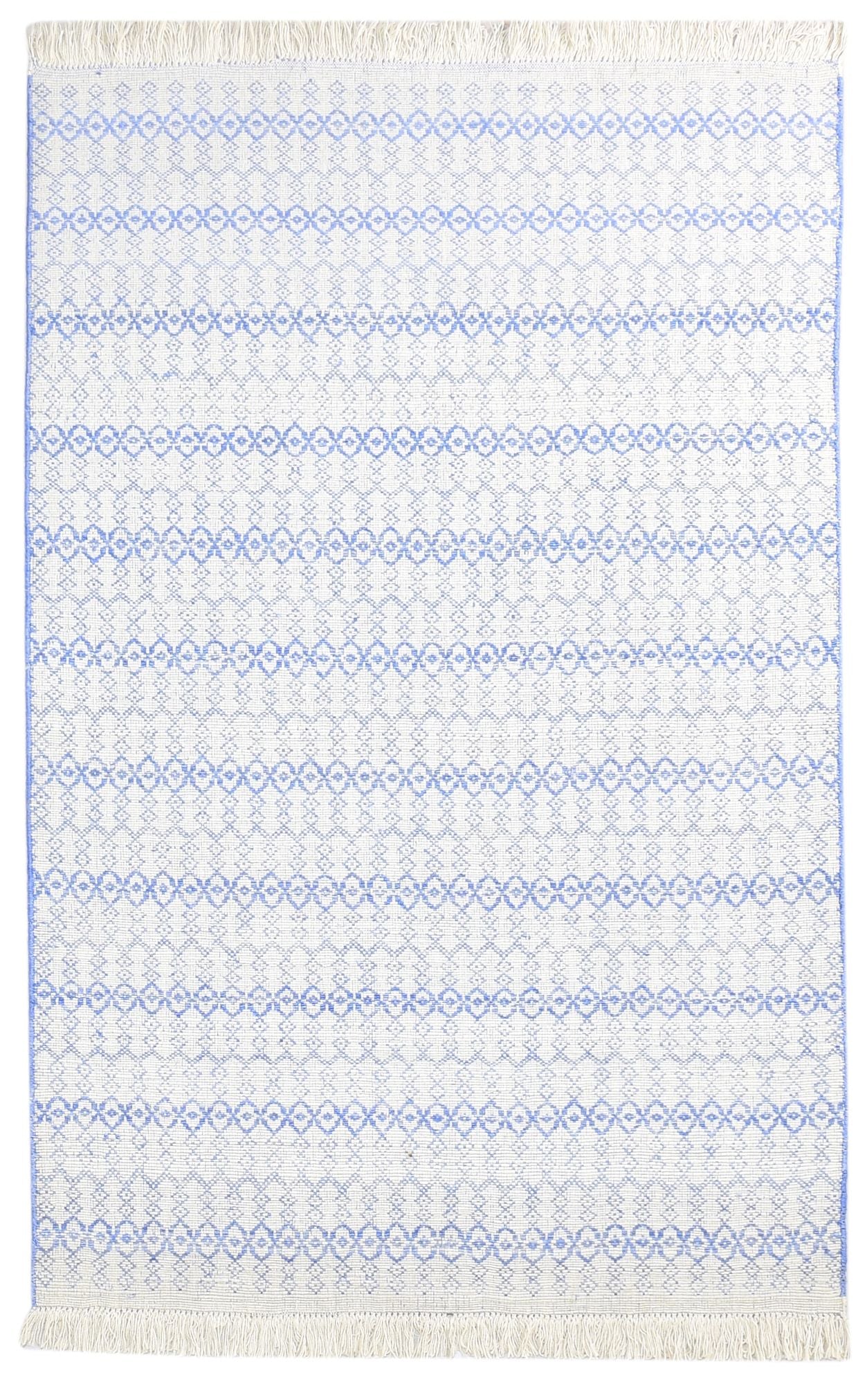 4' X 6' Rug Wool Blue Modern Handloom Moroccan Trellis Room Size Carpet   7865004458133