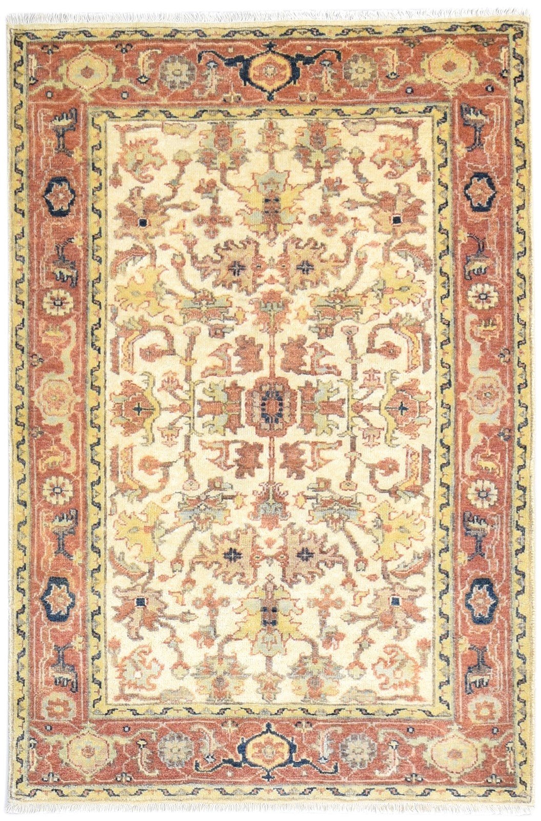 4' X 6' Rug Wool Cream Persian Hand Knotted Oushak Oriental Room Size Carpet   7864997281941