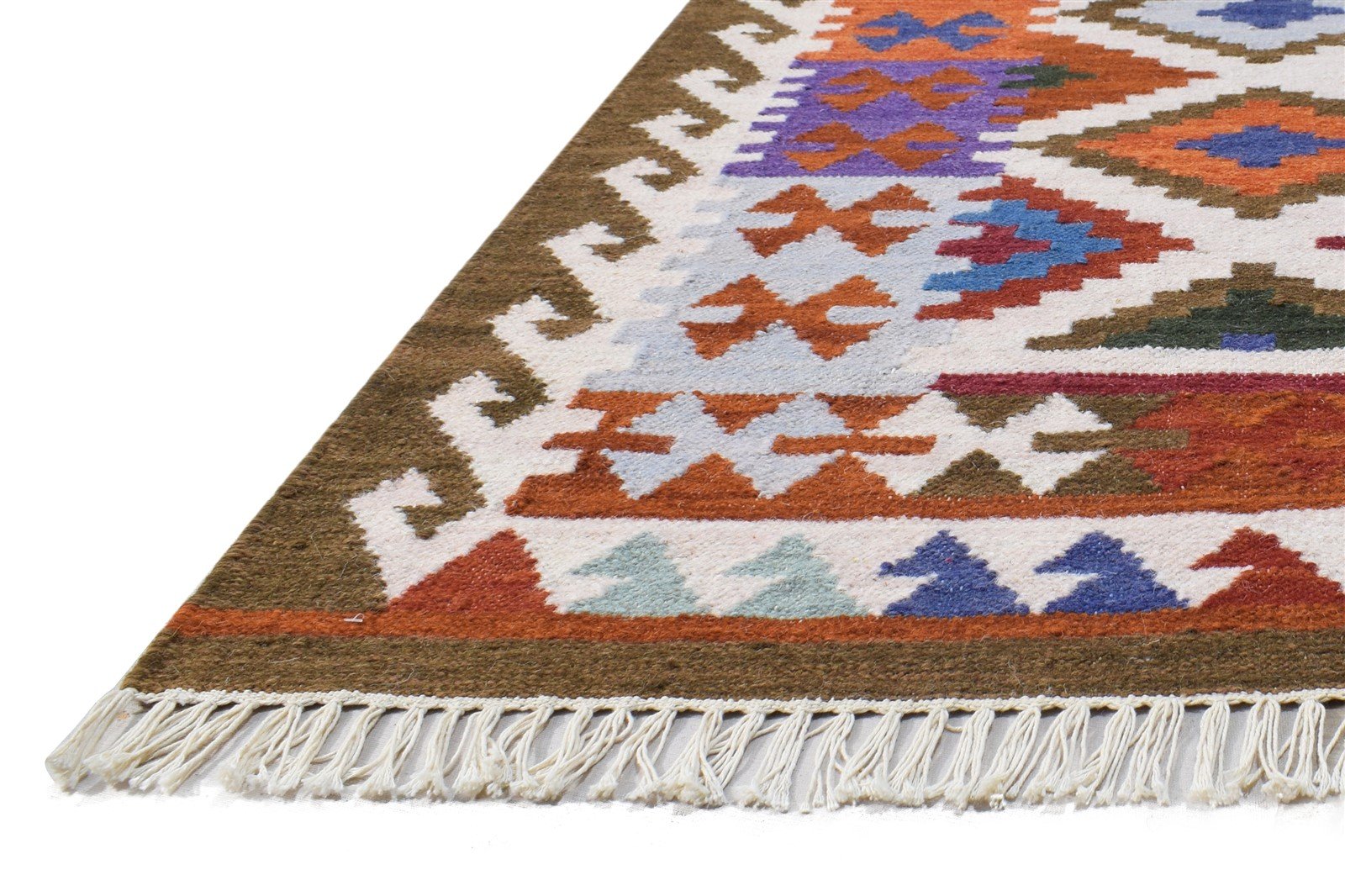 4' X 6' Rug Wool Ivory Southwestern Dhurrie American Tribal Room Size Carpet   7865000853653