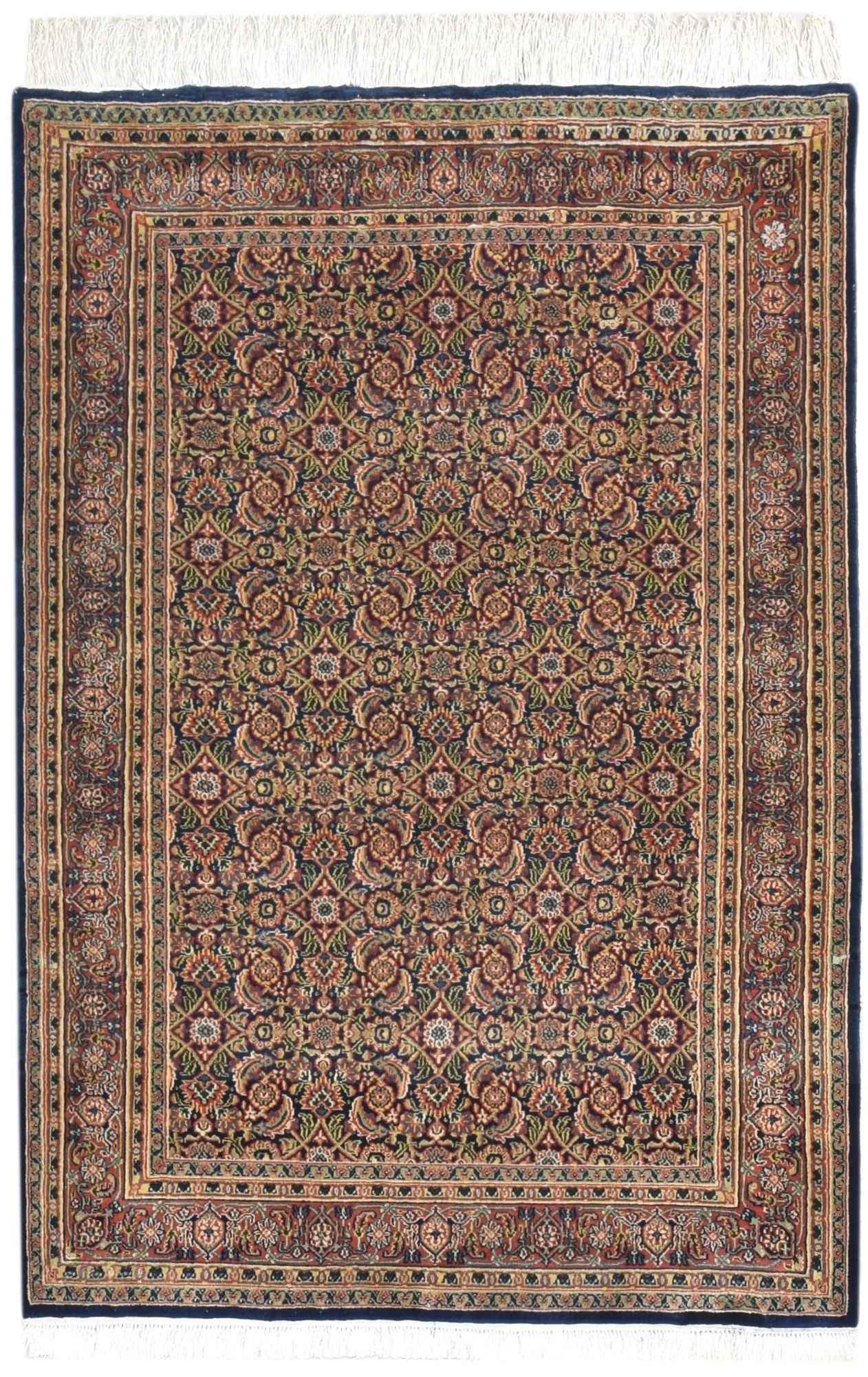 4' X 6' Rug Wool Navy Blue Persian Hand Knotted Bijar Oriental Room Size Carpet   7864666849429