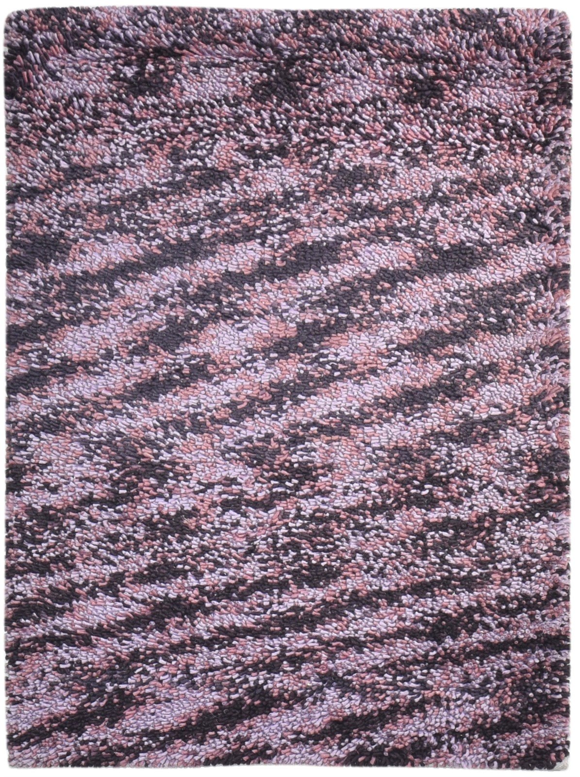 4' X 6' Rug Wool Purple Shag Hand Knotted Scandinavian Abstract Room Size Carpet   7865255657621
