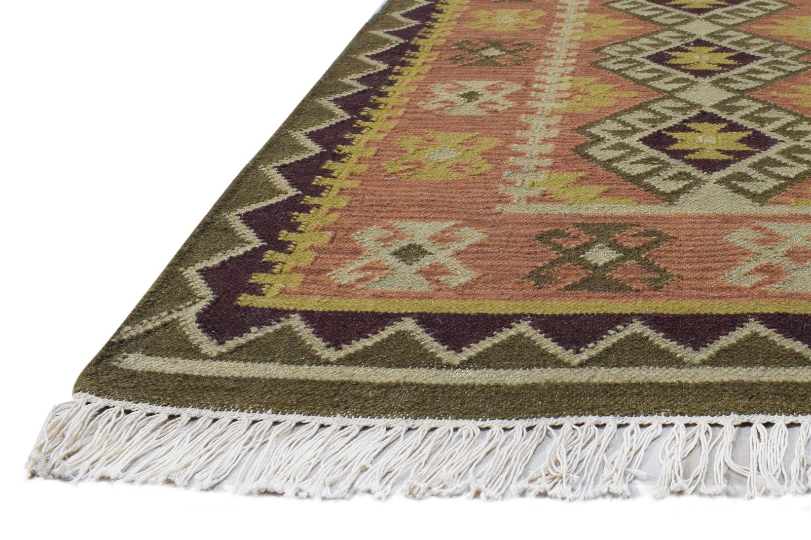 4' X 6' Rug Wool Rust Southwestern Dhurrie American Tribal Room Size Carpet   7865075662997
