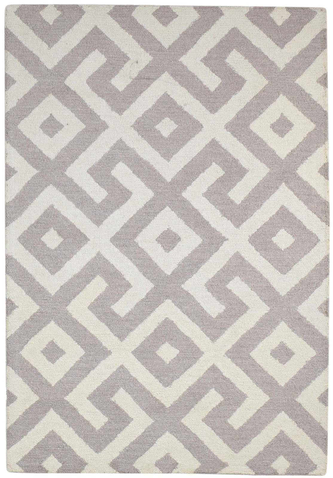 4' X 6' Rug Wool Sand Modern Hand Tufted Scandinavian Geometric Room Size Carpet   7864296276117