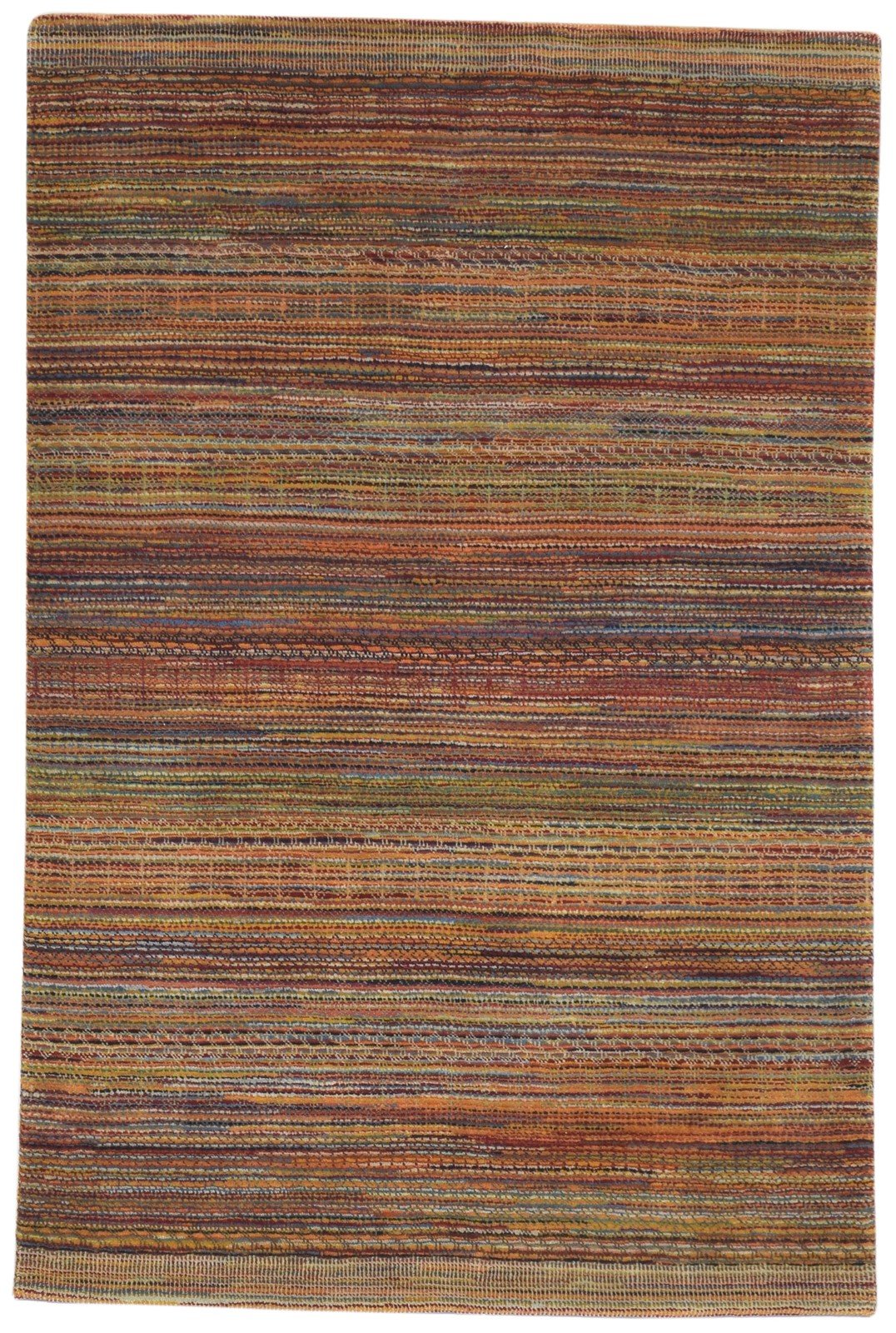 4' X 7' Rug Wool Rust Modern Hand Knotted Bohemian Striped Room Size Carpet   7864174084245