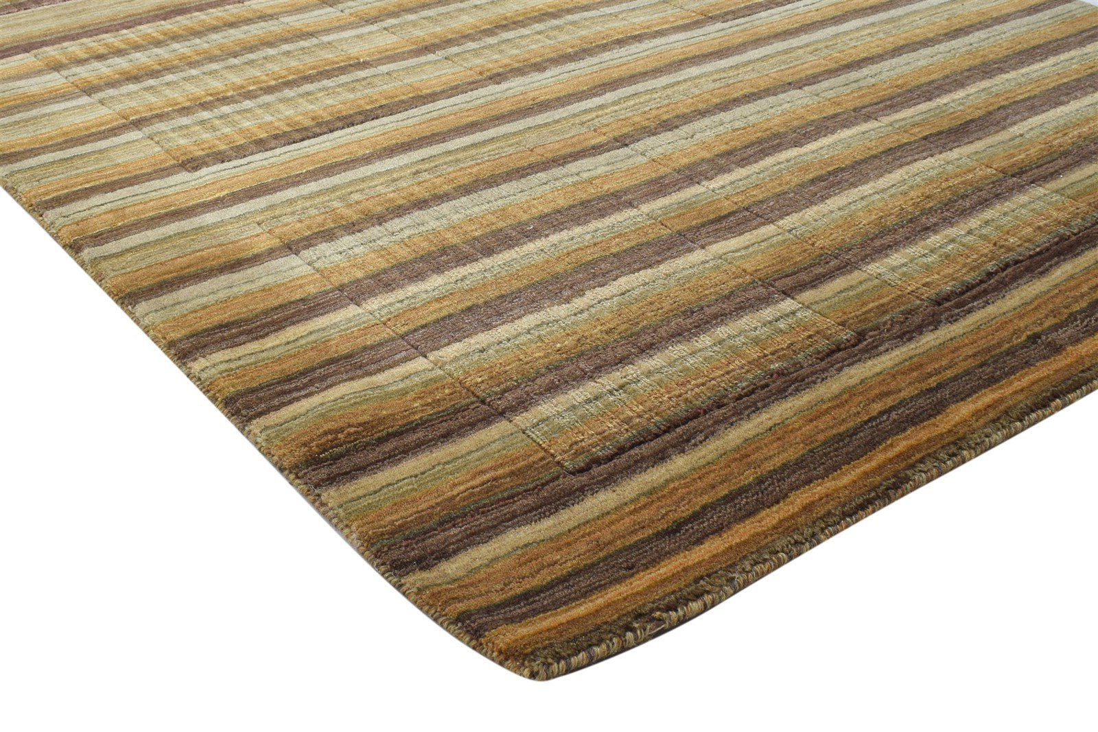4' X 7' Rug Wool Rust Modern Hand Woven Indian Striped Room Size Carpet   7864511987861
