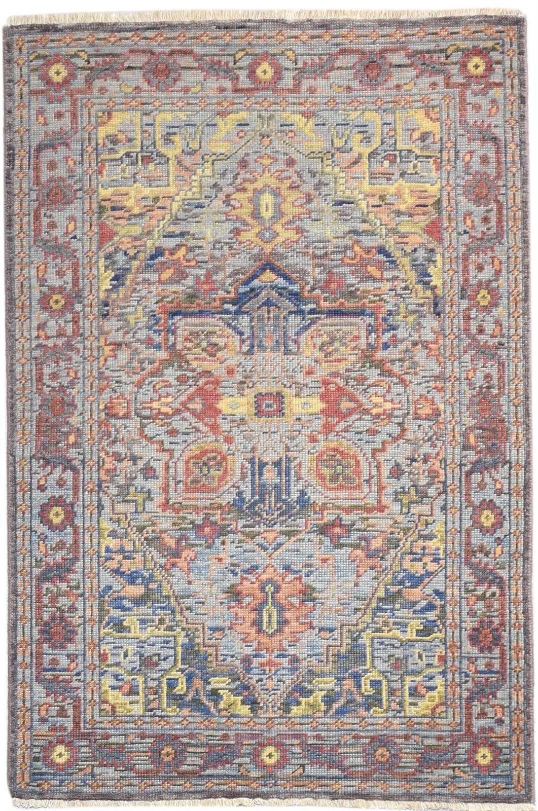4X5 Rug Wool Wine Persian Hand Knotted Heriz-Indian Oriental Room Size Carpet   7865120882837