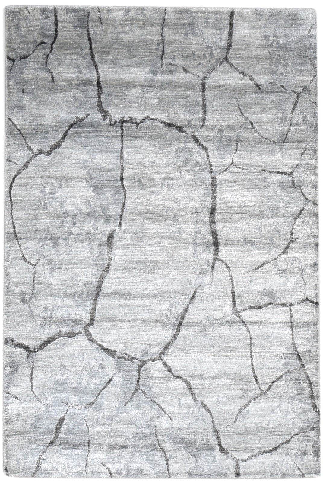 4X6 Rug Rayon From Bamboo Grey Modern Hand Knotted Scandinavian Abstract Room Size   7864997740693