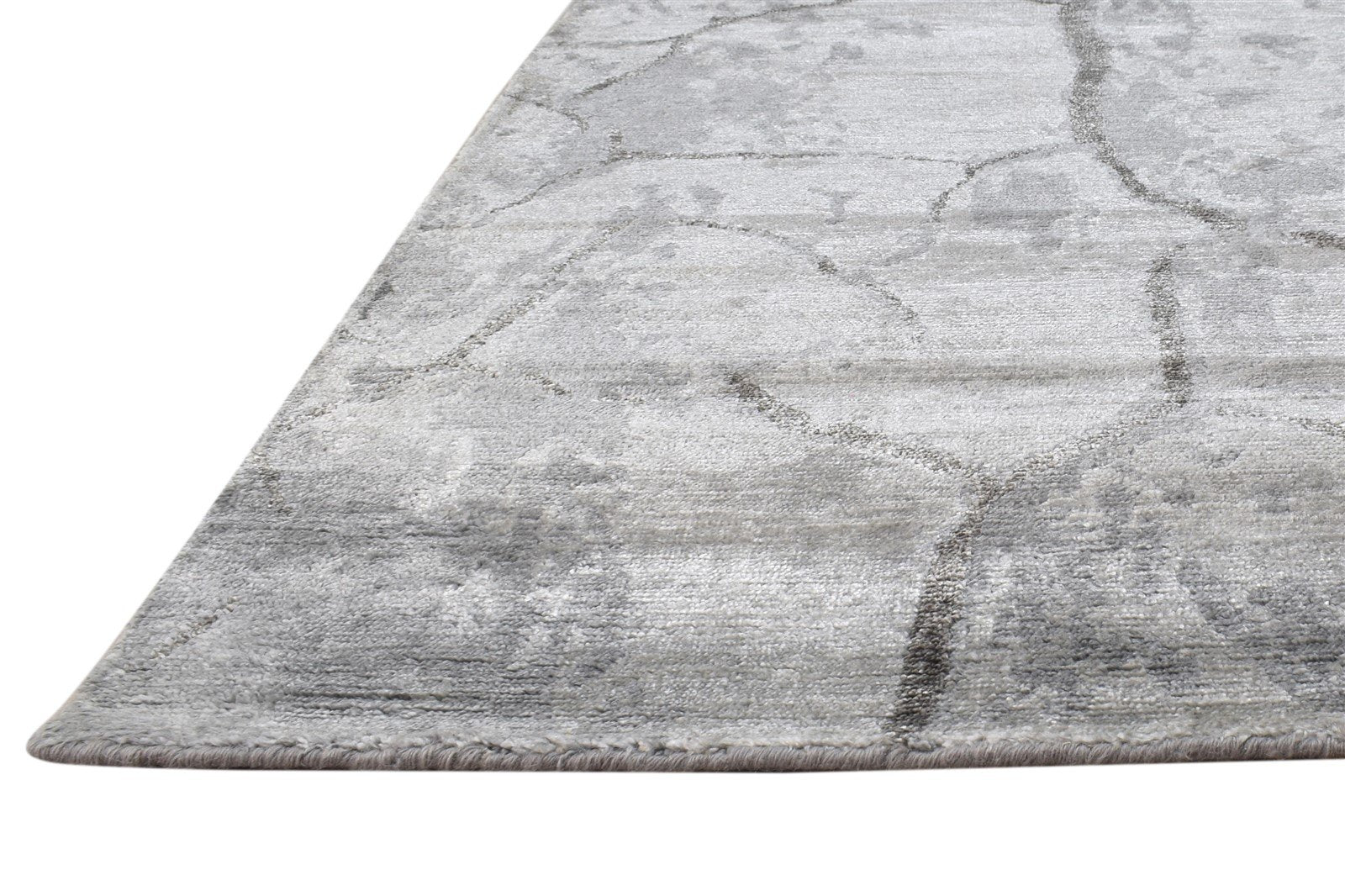 4X6 Rug Rayon From Bamboo Grey Modern Hand Knotted Scandinavian Abstract Room Size   7864997740693