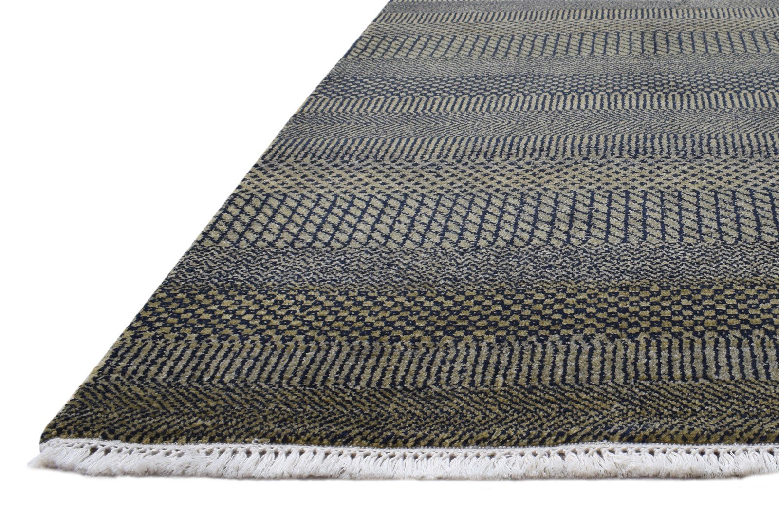 4X6 Rug Wool Charcoal Modern Hand Knotted Agra Grass Trellis Room Size Carpet   7864589123733