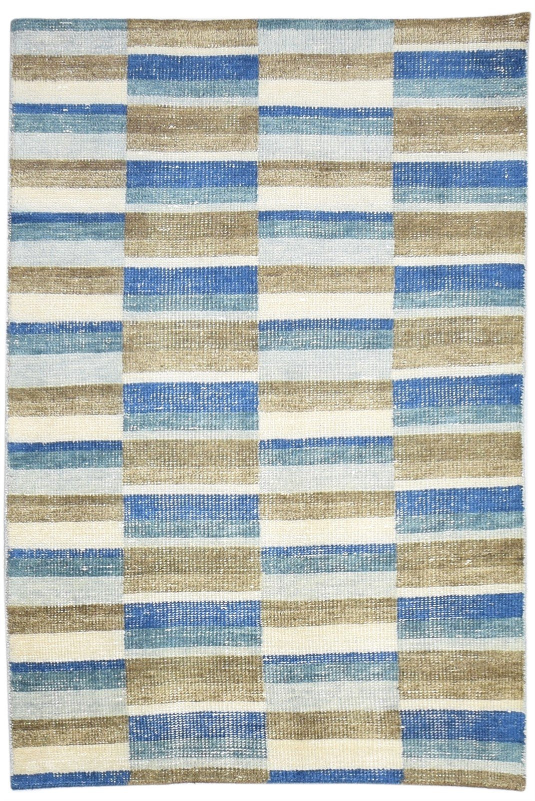 4X6 Rug Wool Sand Modern Hand Knotted Scandinavian Geometric Room Size Carpet   7864871813269