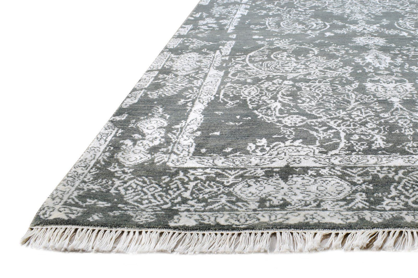 4X6 Rug Wool / Silk Charcoal Modern Hand Knotted Oriental Abstract Room Size   7865148899477