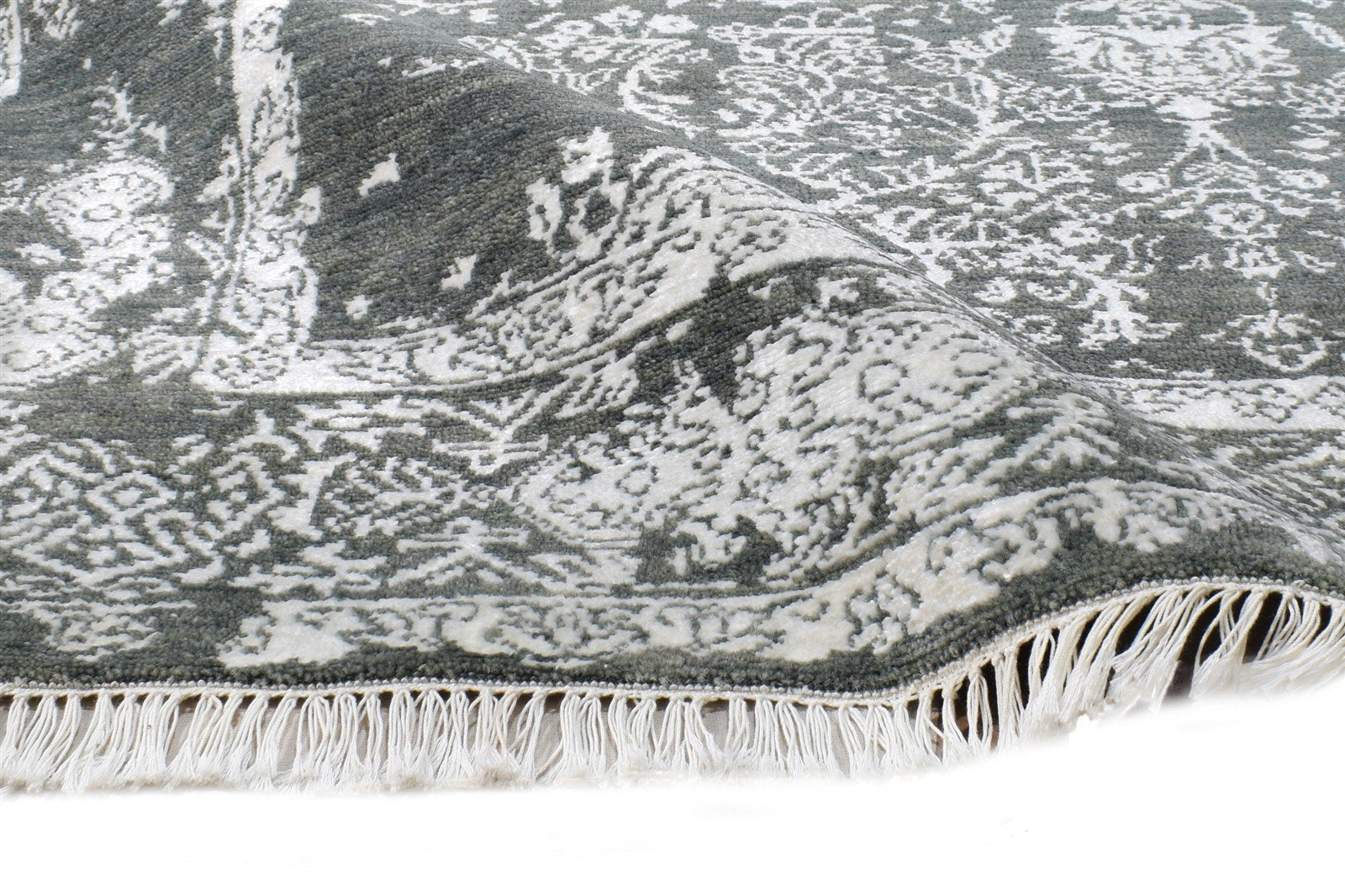 4X6 Rug Wool / Silk Charcoal Modern Hand Knotted Oriental Abstract Room Size   7865148899477
