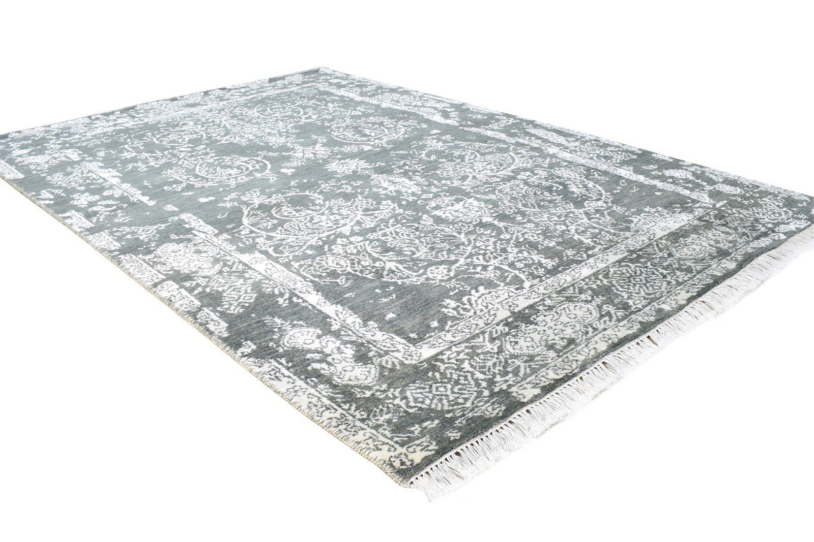 4X6 Rug Wool / Silk Charcoal Modern Hand Knotted Oriental Abstract Room Size   7865148899477