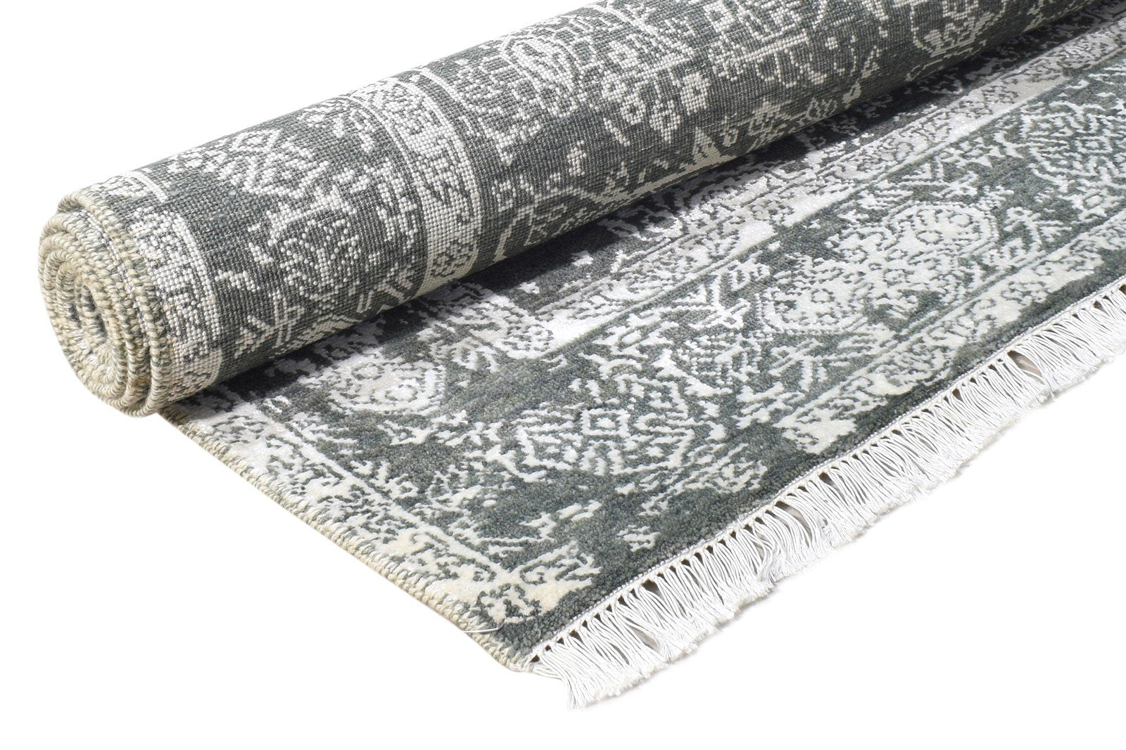 4X6 Rug Wool / Silk Charcoal Modern Hand Knotted Oriental Abstract Room Size   7865148899477