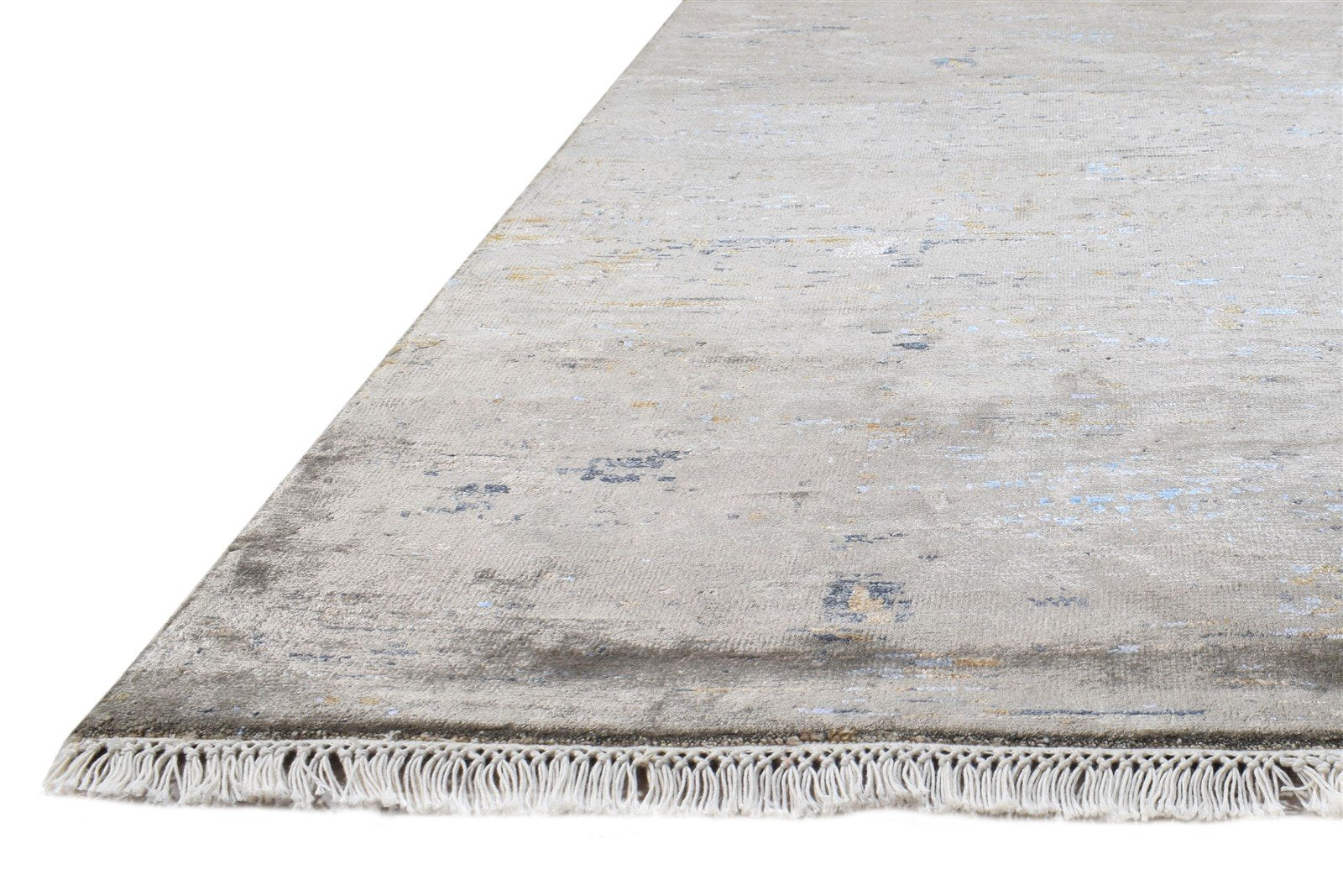 4X6 Rug Wool / Silk Grey Modern Hand Knotted Indian Abstract Room Size Carpet   7864587714709