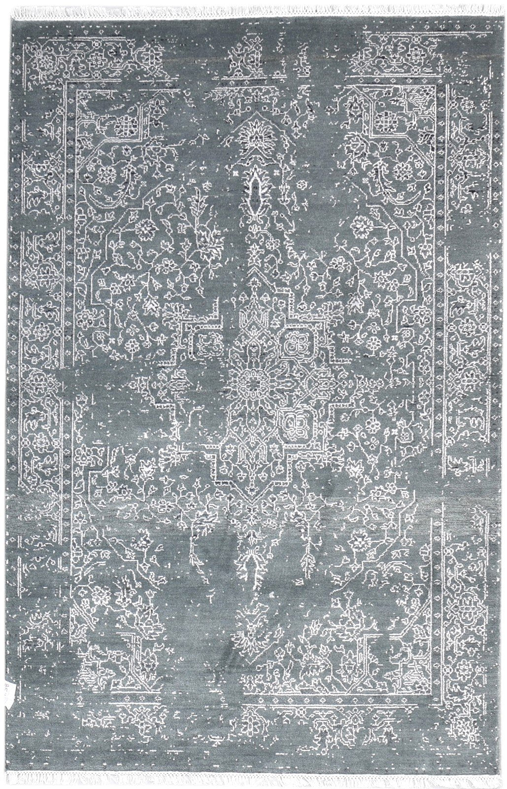 4X6 Rug Wool / Silk Grey Modern Hand Knotted Oriental Abstract Room Size Carpet   7864593023125