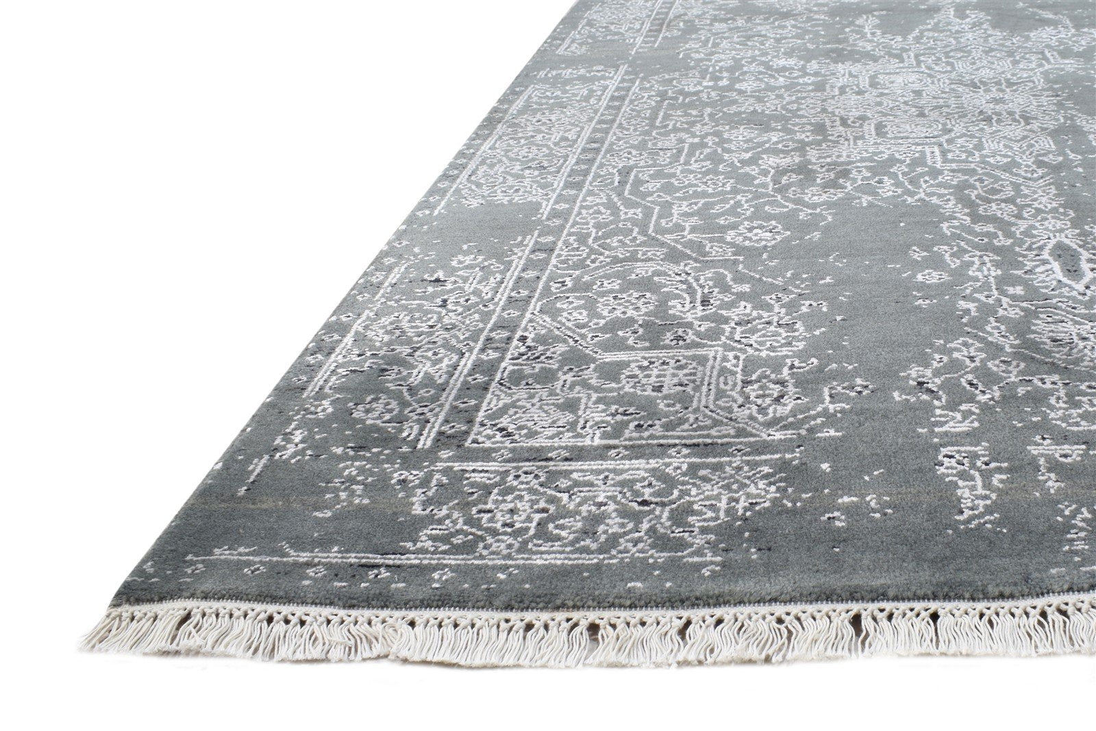 4X6 Rug Wool / Silk Grey Modern Hand Knotted Oriental Abstract Room Size Carpet   7864593023125