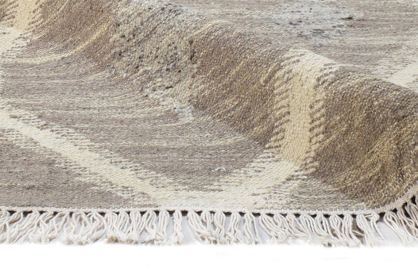 George 5' X 4' Rug Wool Brown Modern Dhurrie Moroccan Trellis   7864674025621