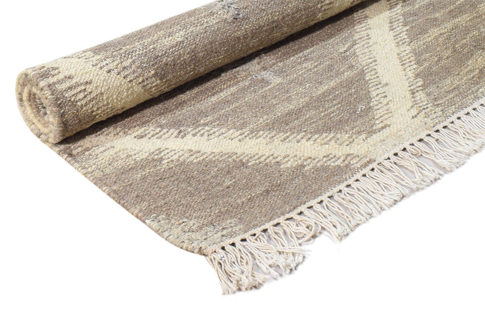 George 5' X 4' Rug Wool Brown Modern Dhurrie Moroccan Trellis   7864674025621