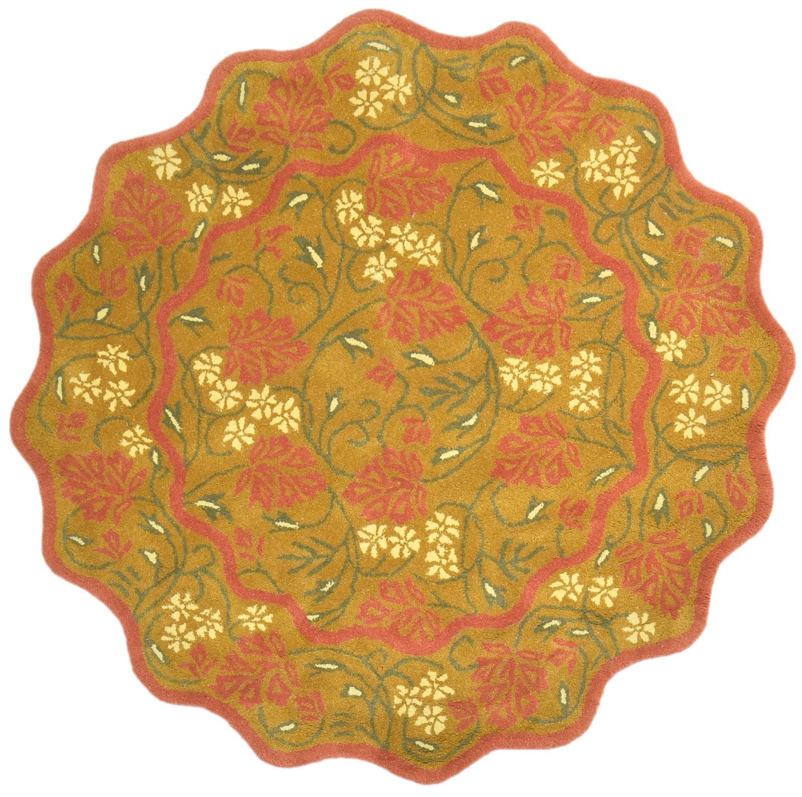 5' X 5' Rug Wool Green Modern Hand Tufted French Floral Room Size Carpet   7865009209493
