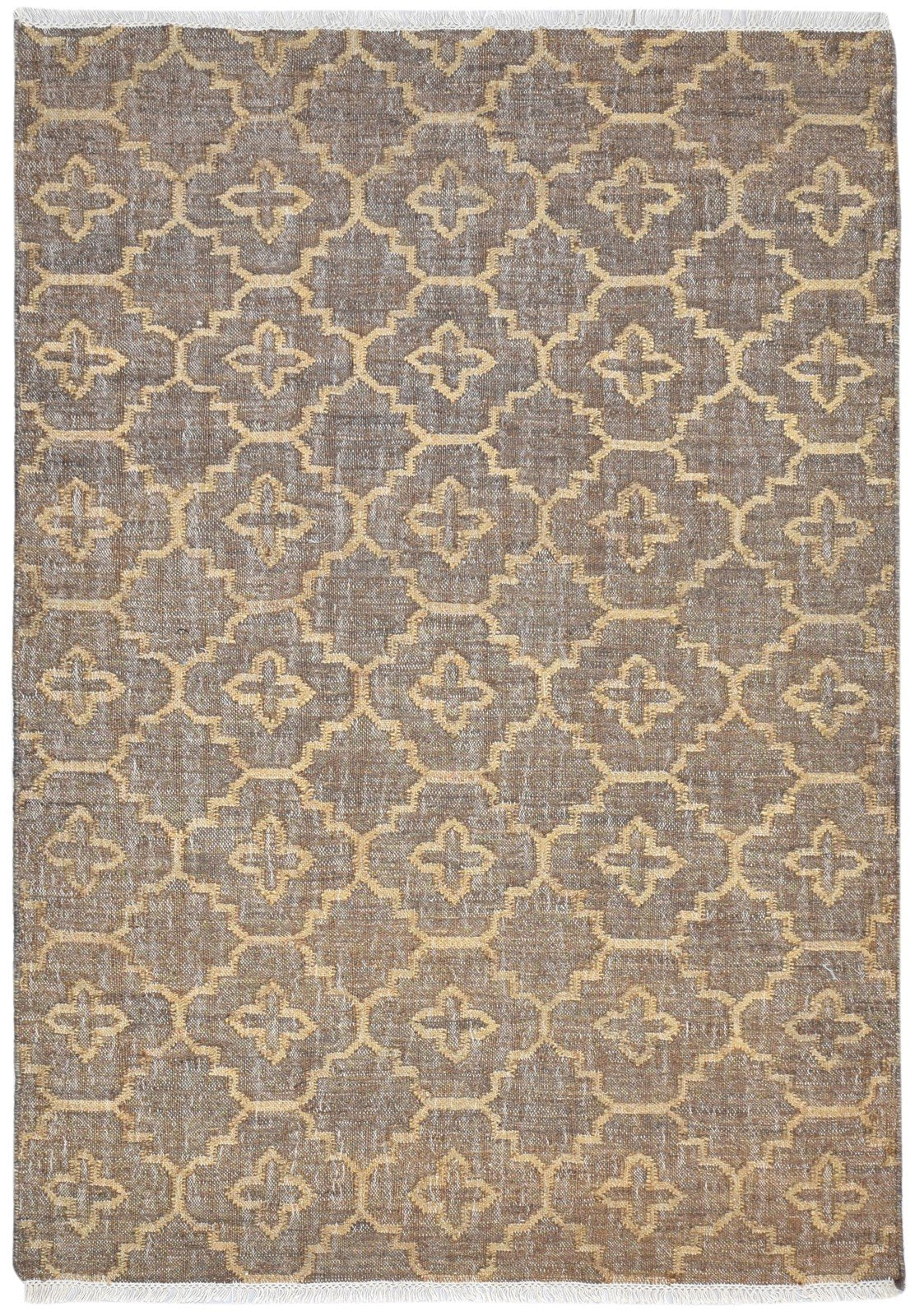 5' X 7' Rug Jute Brown Modern Hand Woven Moroccan Trellis Room Size Carpet   7864794153109