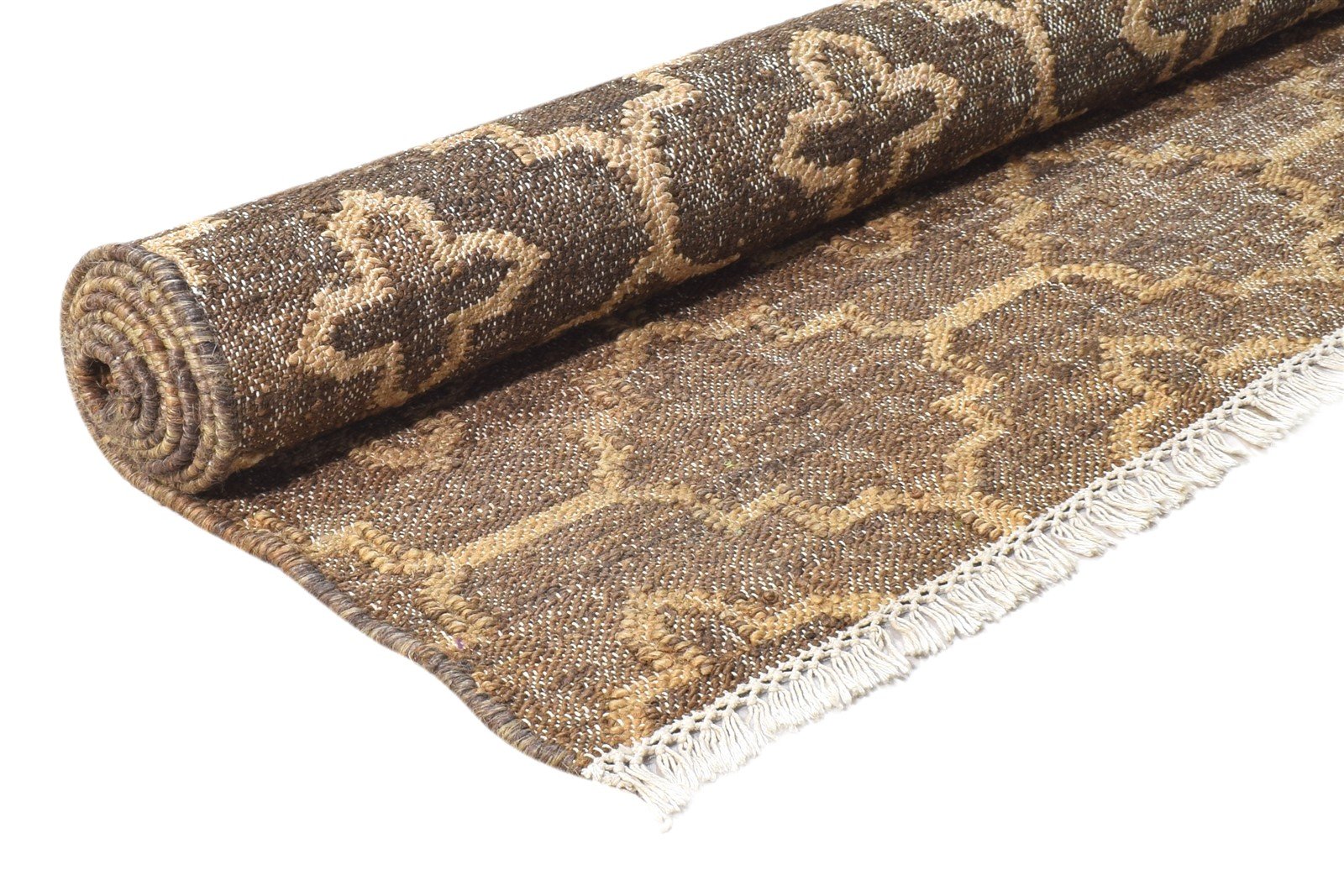 5' X 7' Rug Jute Brown Modern Hand Woven Moroccan Trellis Room Size Carpet   7864794153109
